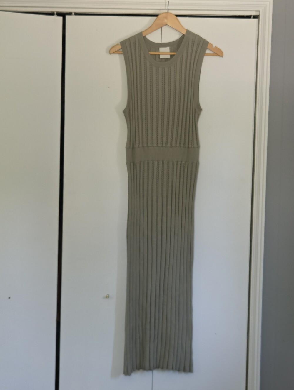 Varley Florian Olive Ribbed Sleeveless Maxi Dress - Picture 2 of 6